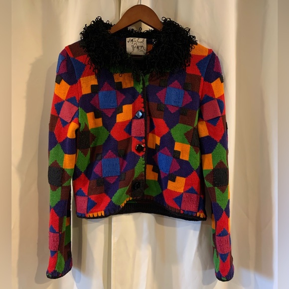 Michael Simon Sweaters - VTG Michael Simon New York‎ Cardigan Sweater Small Concealed Buttons Art To Wear